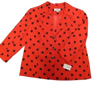 NWT Isabella Red Blazer with Black Polka Dots